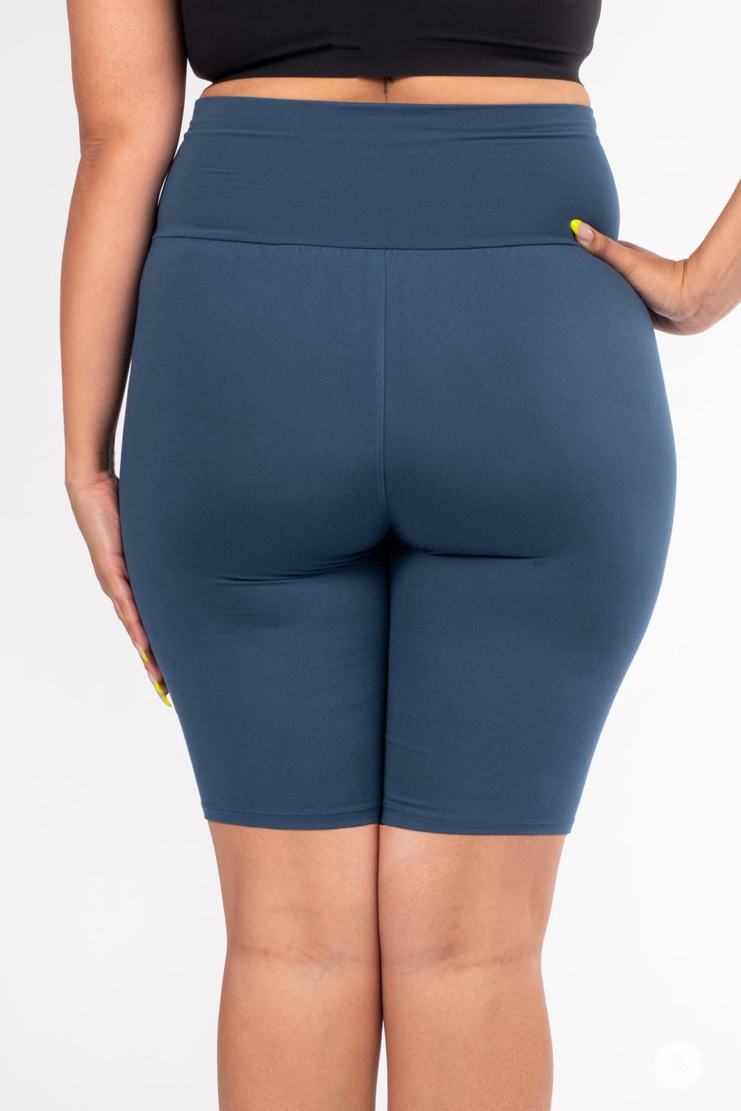 High Waisted Bike Shorts Seaport Blue SweetLegs Burlington